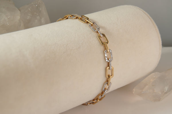 Matte Gold Diamond Link Bracelet