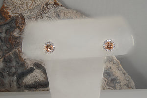 Imperial Topaz and Diamond Halo Studs