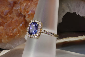 Tanzanite and Diamond Halo Ring