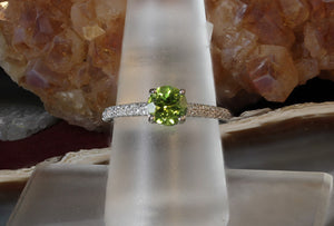 Peridot and Diamond Band Ring