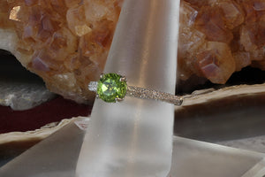 Peridot and Diamond Band Ring