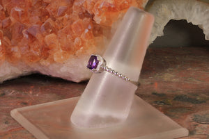 Amethyst Beaded Ring with Diamond Accents