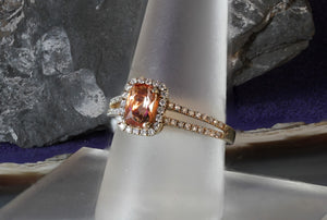 Imperial Topaz and Diamond Halo Ring