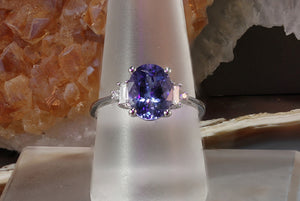 Oval Cut Tanzanite and Diamond Accent Ring