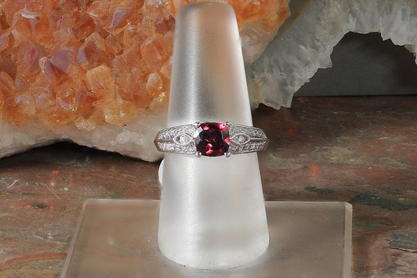 Garnet Ring with Diamonds