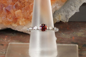 Garnet Ring with Diamond Accents