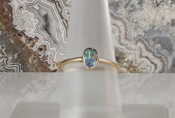 Dainty Bezel Set Opal Ring