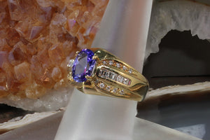 Yellow Gold Tanzanite and Diamond Ring