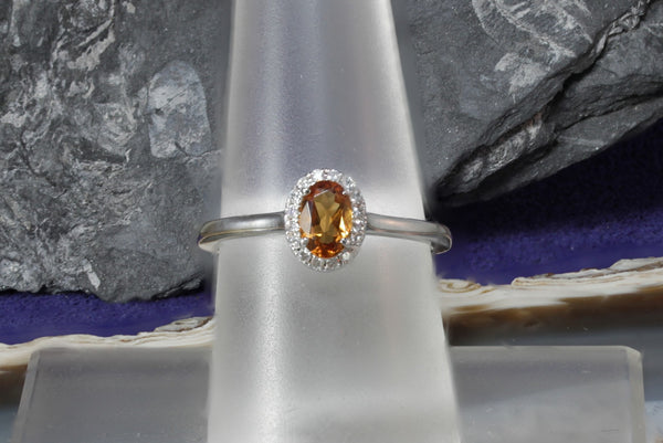 Oval Cut Citrine and Diamond Halo