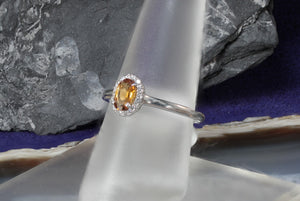 Oval Cut Citrine and Diamond Halo