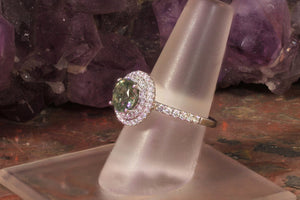 Green Sapphire and Diamond Ring