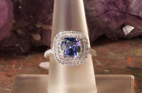 Sapphire Ring and Diamond Halo