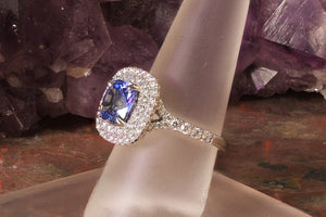 Sapphire Ring and Diamond Halo