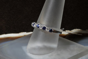 Alternating Sapphire and Diamond Stacker Ring