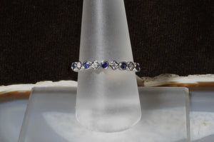 Alternating Sapphire and Diamond Stacker Ring