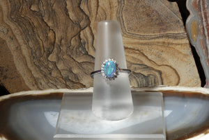 Black Opal Ring with Diamond Halo