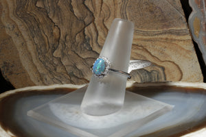 Black Opal Ring with Diamond Halo