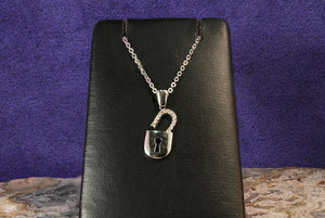 Sale! White Gold Lock and Diamond Pendant