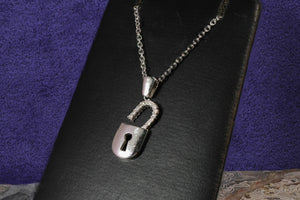 Sale! White Gold Lock and Diamond Pendant