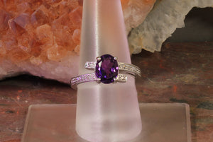 Amethyst Ring with Diamond Accents in Bypass Setting