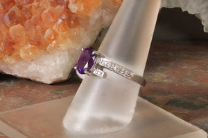 Amethyst Ring with Diamond Accents in Bypass Setting