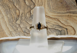 Vintage Marquise Cut Sapphire and Diamond Ring