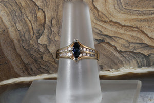 Vintage Marquise Cut Sapphire Ring with Diamonds