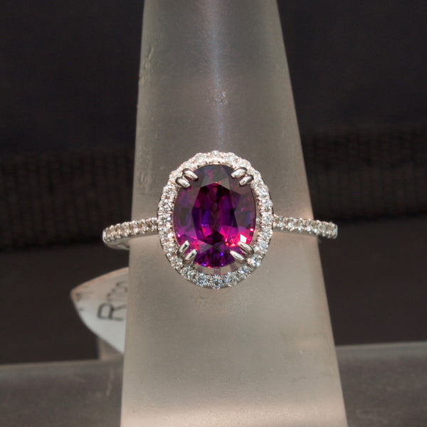 Purple Garnet and Diamond Ring